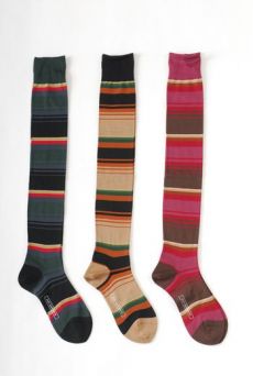 AW1112 STRIPED OVER KNEE SOCKS - BEIGE